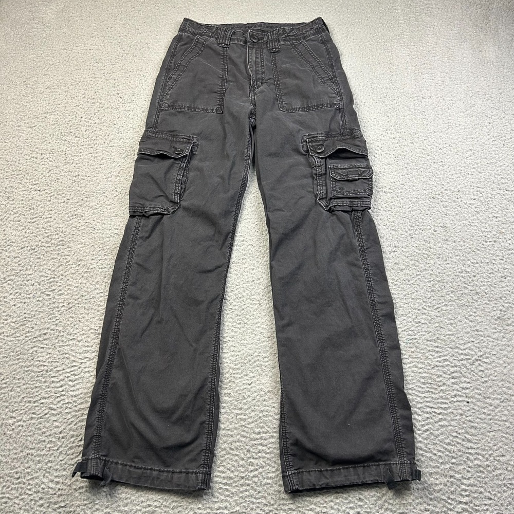 American Eagle Womens Black Snappy Stretch Baggy Joggers Utility Cargo Pants 0